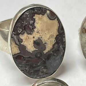 Men's Vintage Sterling Silver Designer Handcrafted Agate Ring Sz 14 18g